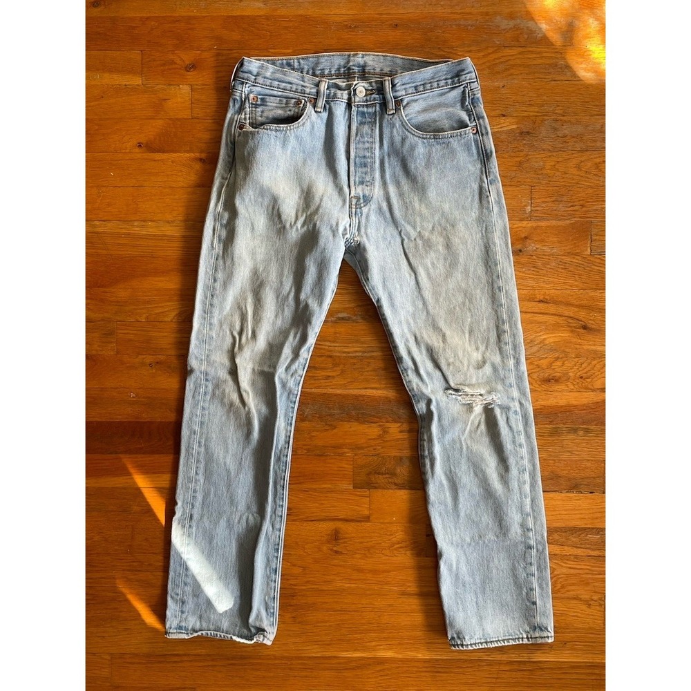 Levis 501 Jeans Mens 31x30 Blue Straight Leg Button Fly Denim L515 537303